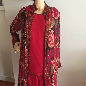 Beaded Collar - Rare! 3-piece lightweight elegant pants suit that sparkles